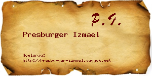 Presburger Izmael névjegykártya
